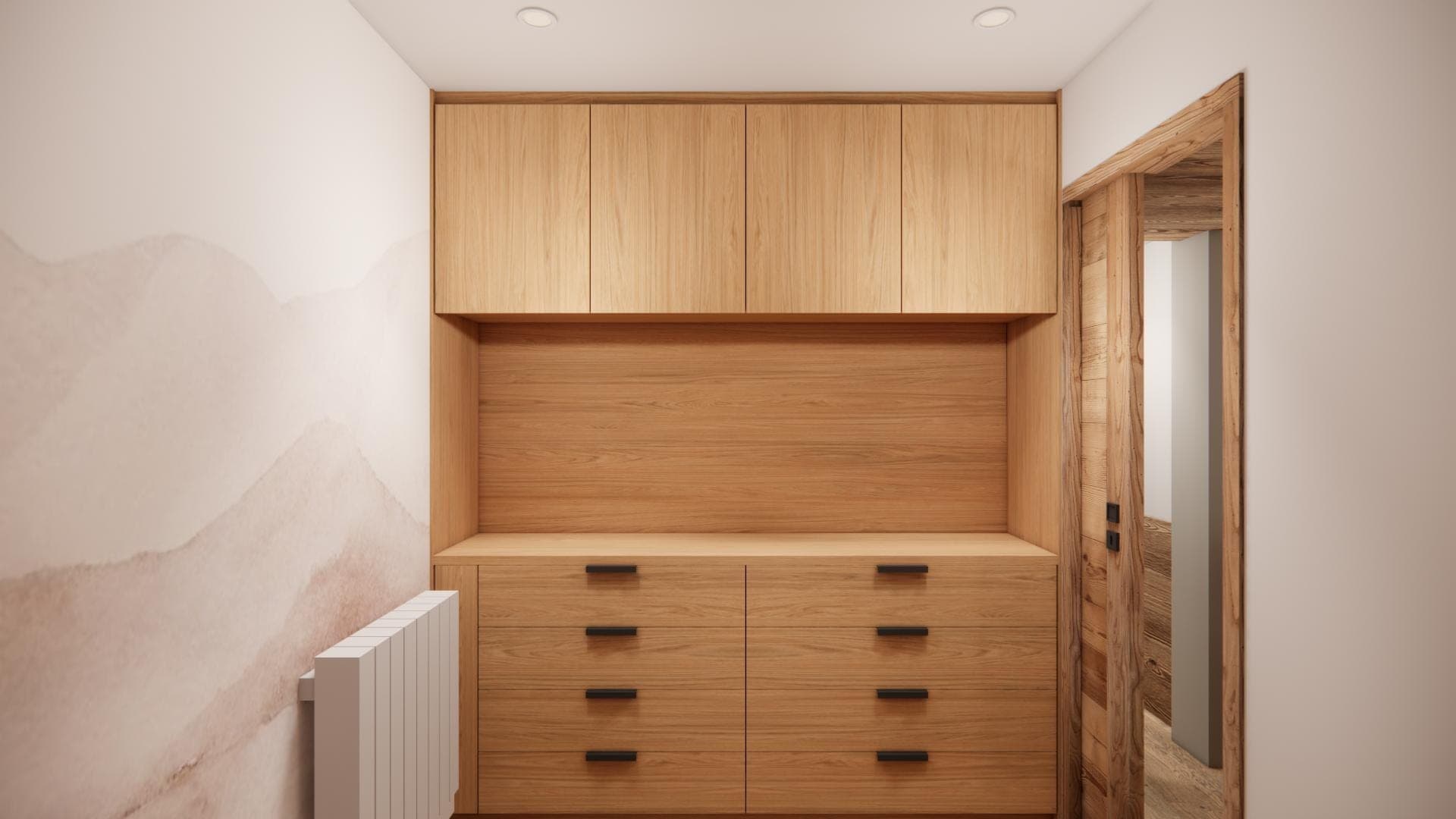 Maßgefertigte Stauräume und Kleiderschrank aus Holz
